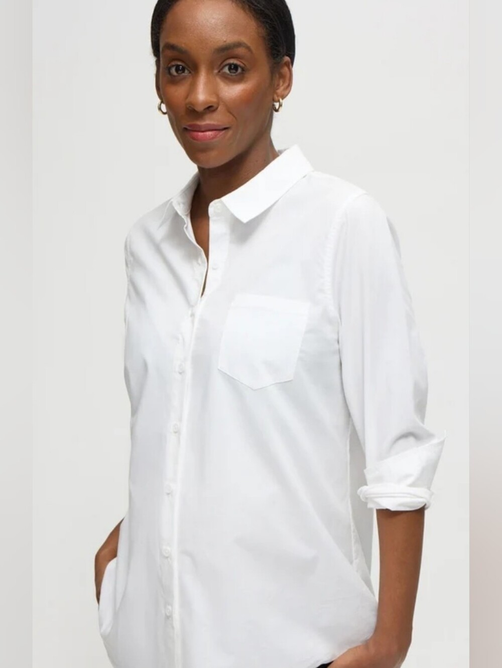 Liz Claiborne Womens White Button-Down Shirt